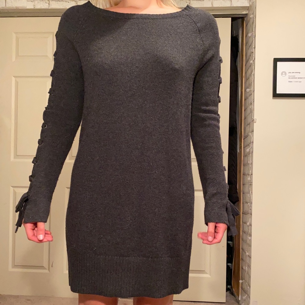Gray sweater midi dress
